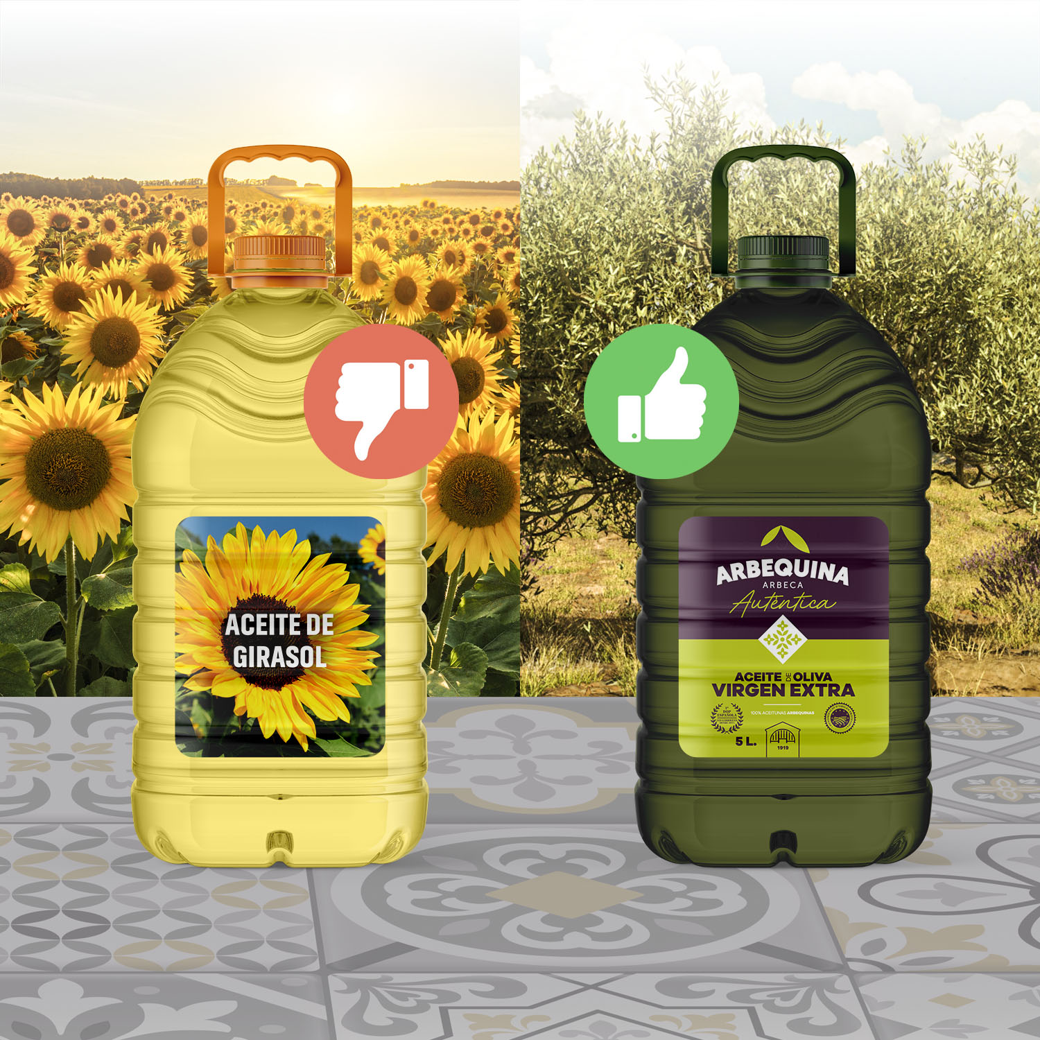 Aceite de oliva virgen extra para freír vs Aceite de Girasol